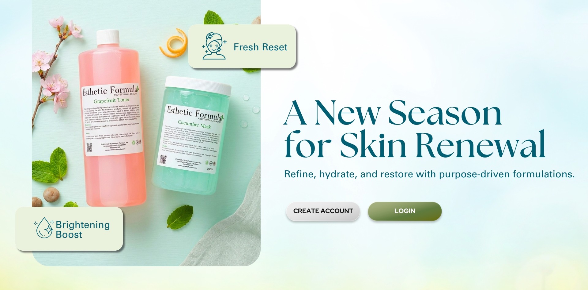 Esthetic Formula skincare product promotional banner 1