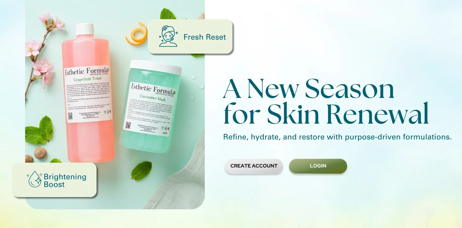 Esthetic Formula skincare product promotional banner 1